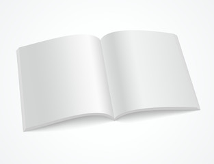 Open blank brochure or magazine on white background
