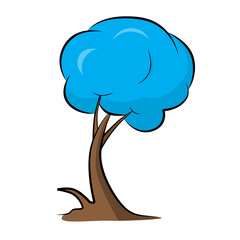 Abstract Vector Blue Tree Illustration