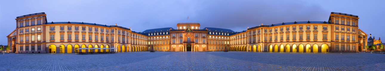 Schloss Mannheim Panorama - obrazy, fototapety, plakaty