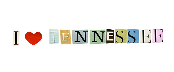 I Love Tennessee formed with magazine letters