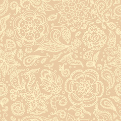 Seamless abstract floral pattern or beige background