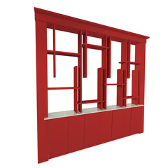 Red shelves abstract