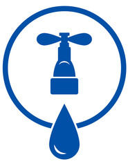 round symbol with tap and droplet
