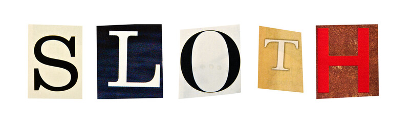 Sloth formed with magazine letters on a white background © neftali