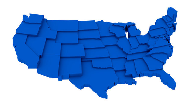 United States blue map by states in various high levels.