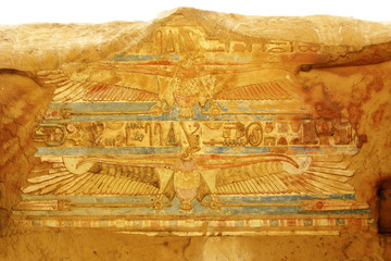 Temple of Kom Ombo, Egypt: polychromed carvings