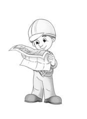 Construction worker - coloring page