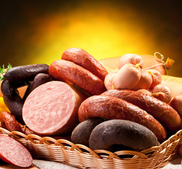 Variety of sausage products.