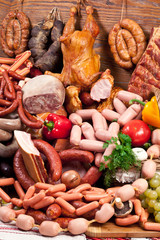 Variety of sausage products.