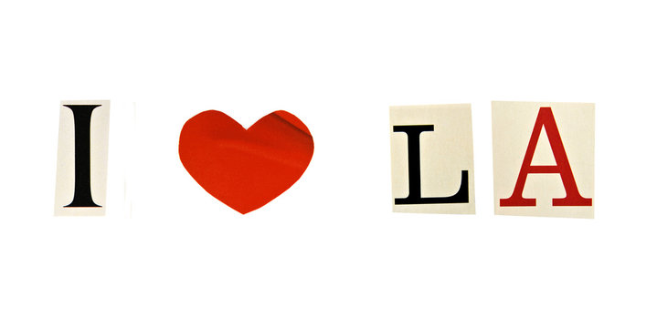I Love LA (Los Angeles) formed with magazine letters