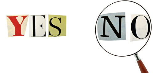Yes and No Formed with magazine letters