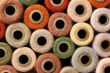 Abstract Square Background Collection of Antique Thread Spools