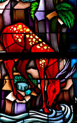A deer in stained glass