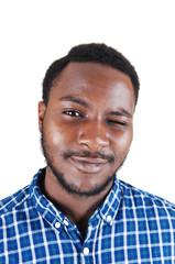 Obraz premium Black man blinking with his eye.