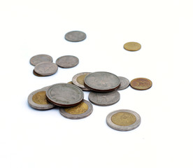 coins on the white background