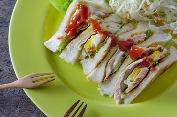 club sandwiches with fork