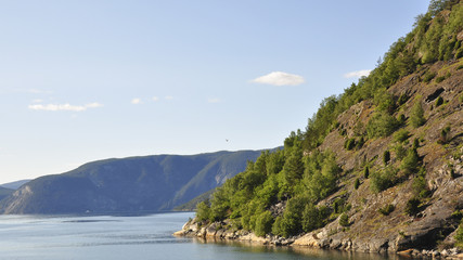 Laerdal, Laerdalsfjord, Fjord, Fähre, Sommer, Norwegen