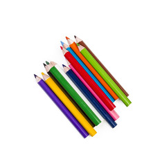 Arrangment of Colorful Pencils on White Background