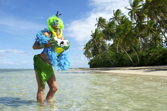 Sexy Brazilian Soccer Fan on Beach