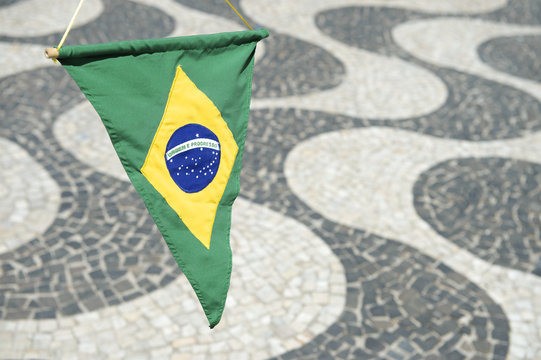 Rio de Janeiro Brazil Copacabana Brazilian Pennant Flag