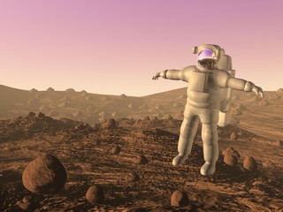 Astronaut on mars - 3D render