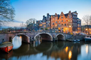 Fotobehang Zonsondergang in Amsterdam, Nederland © Mapics