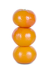 Stacked fresh mandarin citrus isolated