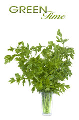 Bouquet of parsley in glass