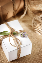 Handmade gift box with lavender sprig