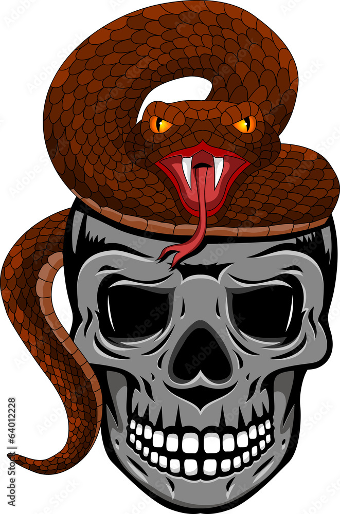 Wall mural skull with snake