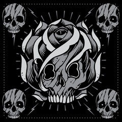 Skulls and skull rose shape vector