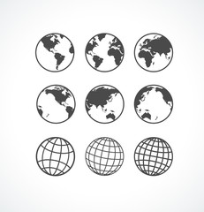 Vecrot globe icon set.
