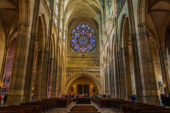 PRAGUE - OCTOBER 02: Saint Vitus Cathedral interior on October 0