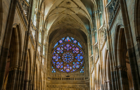 PRAGUE - OCTOBER 02: Saint Vitus Cathedral interior on October 0