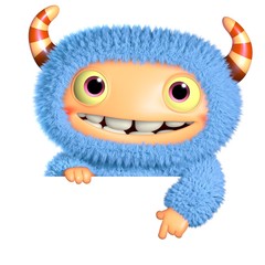 3d cartoon blue monster
