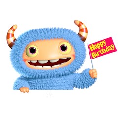 3d cartoon blue monster