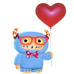 Fototapeta premium 3d cartoon blue monster