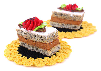 Tasty cakes isolated on white
