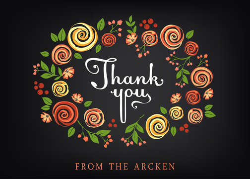 Thank you card with floral background