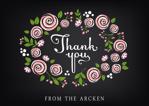 Thank you card with floral background