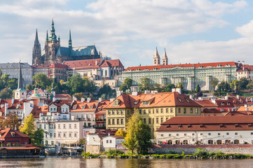 Fototapeta na wymiar View of Prague castle with river Vltava, Czech Republic