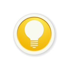 the yellow glossy circle button with bulb pictogram