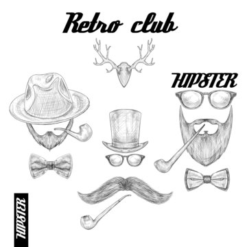 Retro hipster club accessories