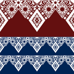 Fototapeta premium Seamless lacy lace pattern on red blue