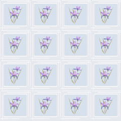 Seamless floral pattern on blue dotted