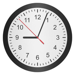 paper cut of time clock, watch is number with hour hand and minu