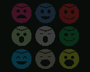 mosaic icons of smiley faces.