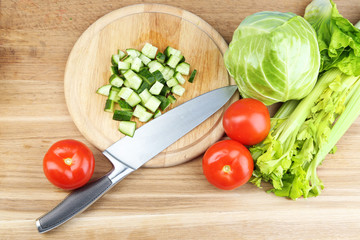 Composition with chopped cucumbers