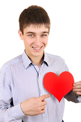 Teenager holds Red Heart Shape