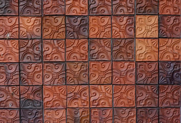 floral pattern clay brick wall